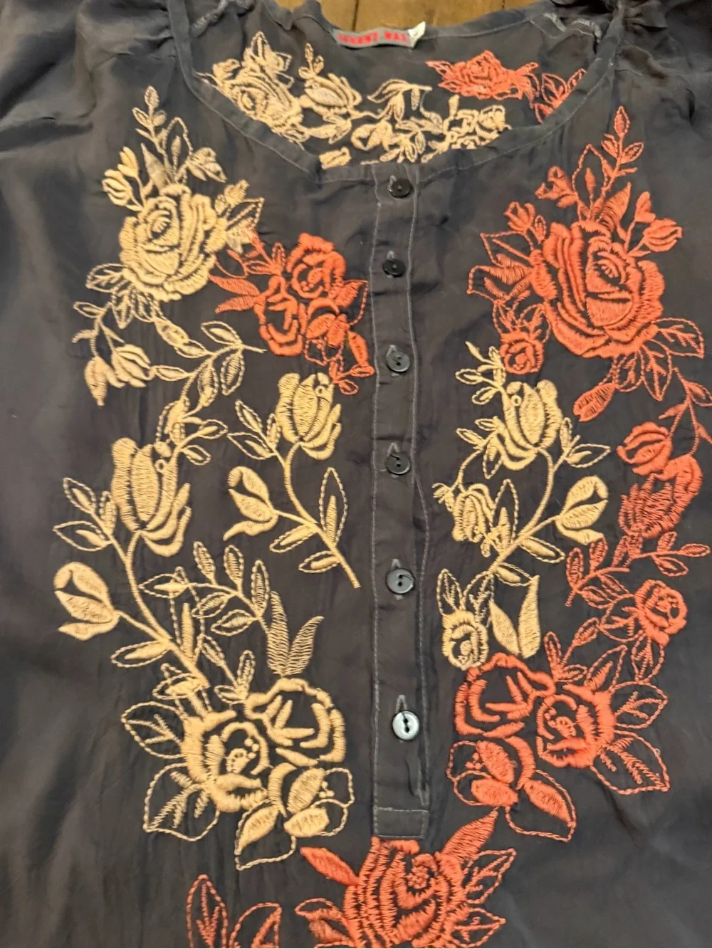 Johnny Was navy kids bottoms with red embroidery